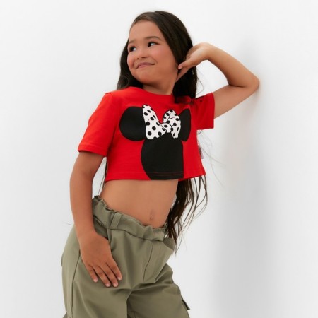 T -shirt Children's shortened MM Minnie Mouse, red color-5
