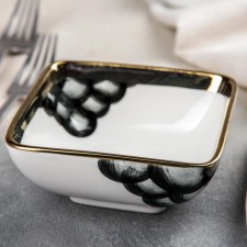 Bowl ceramic Black style, d = 11.5 cm, white color