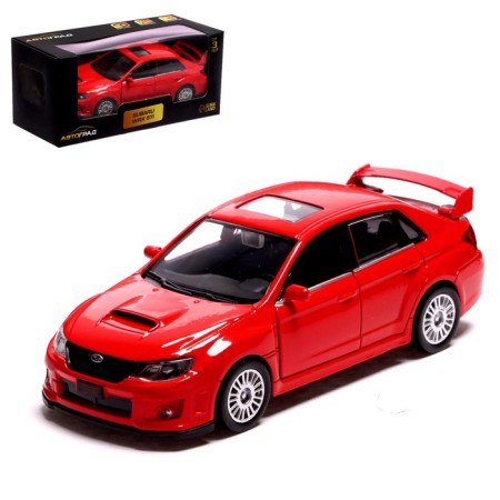 Metal machine Subaru WRX STI, 1:32, inertia, doors open, red color