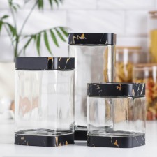 A set of glass cans for bulk products 