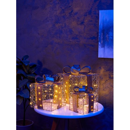 Figure Light "Golden Cubes", 25x20x15 cm, 90 LED, AAX8 batteries (not in set), glow warm white
