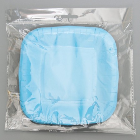 A plate disposable paper square, blue, square, 16.5x16.5 cm-4