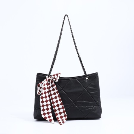 Soper bag with zipper, black color