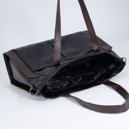 Soper bag with zipper, black color-6