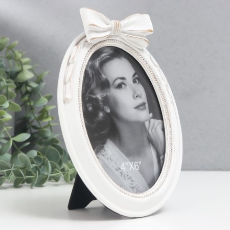 Photo frame Polystone 10x14 cm "Bow" white 13x18.8 cm-1