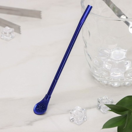 Spoon-bomber made of stainless steel for MATE, length 17.5 cm, blue color