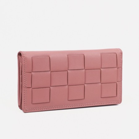 Women's wallet on the button, pink color