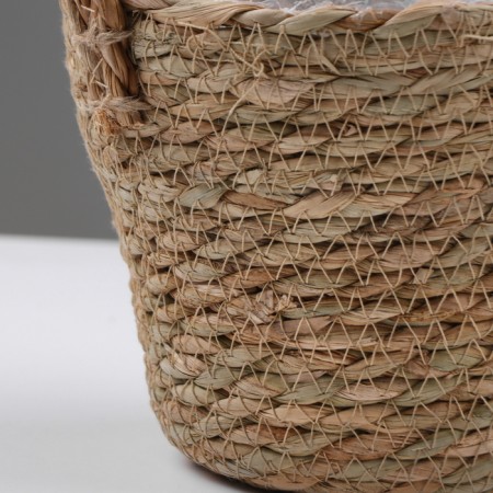 Kashpo wicker "safari" with handles, 15.5x15.5x13.5 cm, natural-3
