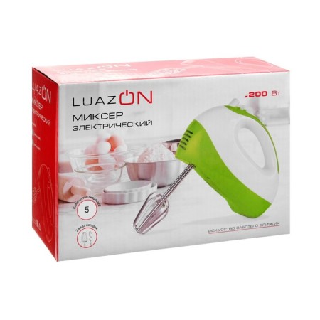 Mixer Luazon LMR-06, manual, 200 W, 5 speeds, 2 nozzles, "turbo" mode, gray-6