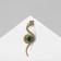 Brooch "Snake" rhombus, green color in gold