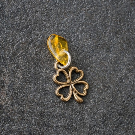 Clover keychain "Clover", natural amber-1