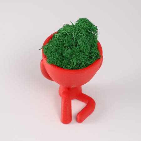 Kashpo concrete mini "Mr. Green" Ivazaru with Moss red 5.5x6.5x6.5 cm (moss green stabil)-4