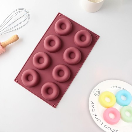 The form for baking the share "Sweets. Donuts ", 29 × 17 cm, 8 cells (d = 6 cm), color mix-2