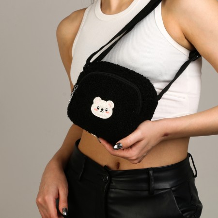Plush bag "bear", black color-1