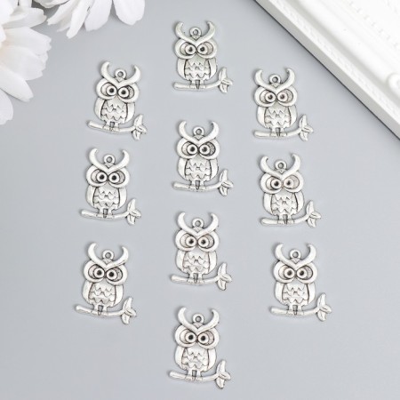 Decor for creativity Metal "Council on a branch" Silver set 10 pcs 2.4x1.9 cm-1