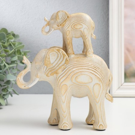 Polystone souvenir "White Elephant with an elephant on the back, with gold - layers" 16x7x19.5 cm