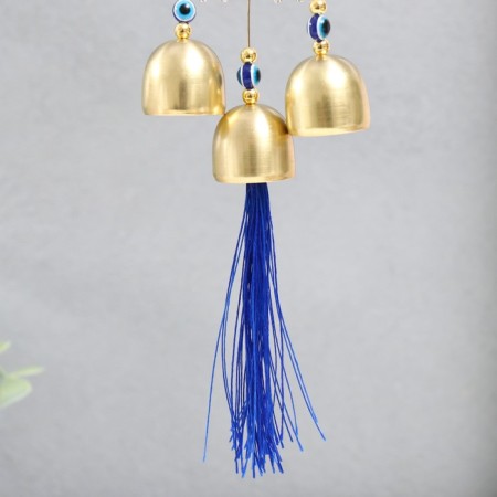 Wind Music Metal "Star, two months and the sun" Blue, from the evil eye 3 bells 27 cm-3