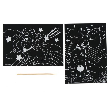 Engraving "Magic Unicorns", 2 pcs., 10x15 cm-2