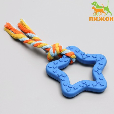 Chewing toy with a rope "Star with a tail", blue