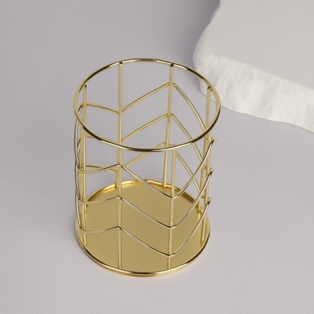 Storage for storage of manicure/cosmetic supplies, D 8 × 10 cm, golden color-4