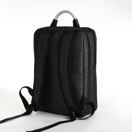 City backpack on a zipper, 2 pockets, with USB, black color-3