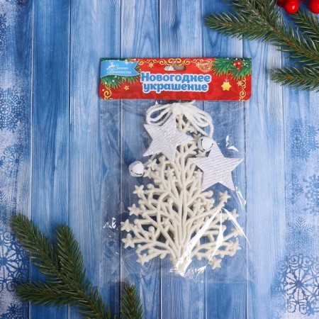 Christmas tree decoration "Christmas tree in stars" 10x15 cm, white-1