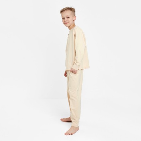 Pajamas for a boy (longshit, trousers) minku beige color, height 104-1