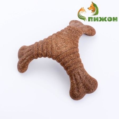 Dog toy "Triangular bone", TPR+bamboo, massage, 16 x 16-1