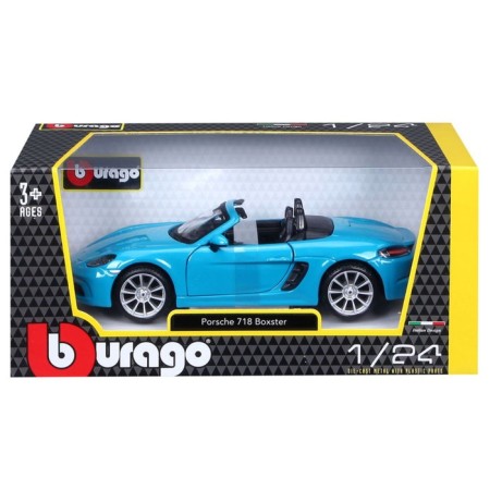 BBURAGO Porsche 718 BOXSTER, DIE-CAST, 1:24, Blue color, opening doors-11