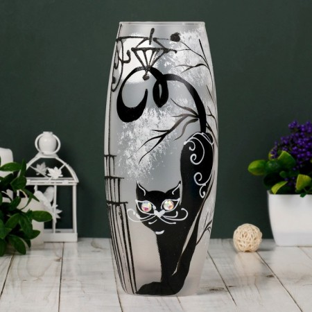 Vase Glass "Cat" 1, D-7.5cm 10x26 cm, V = 1.7l