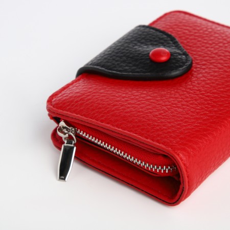 Women's wallet on magnet, red color-2