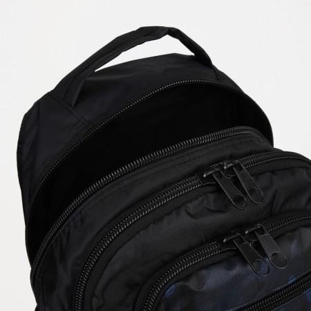 Male backpack with reflective elements, "saxi", 2 parts on zippers, 4 external pockets, black/blue color-5