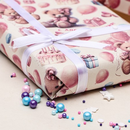 Package paper, white craft "Happy Birthday!", 50 x 70 cm-5