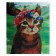 Diamond mosaic with a partial filling on the subframe "Cat in a wreath", 50 x 60 cm