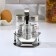 Glass set for spices on a stand, 4 items: a solo, a lists, a napkin, a capacity for toothpicks