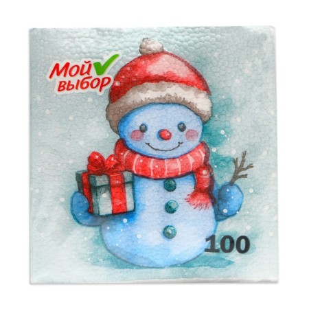 New Year's napkins of my paper selection "Snowman" 1 layer, 24x24 cm, 100 pcs-2
