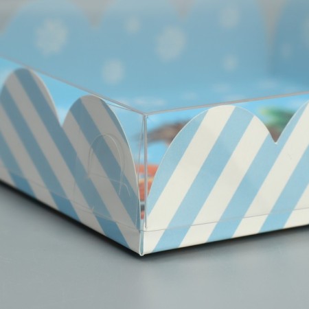 Box for confectionery with PVC lid "Sweet New Year", 13 x 13 x 3 cm, New Year-3