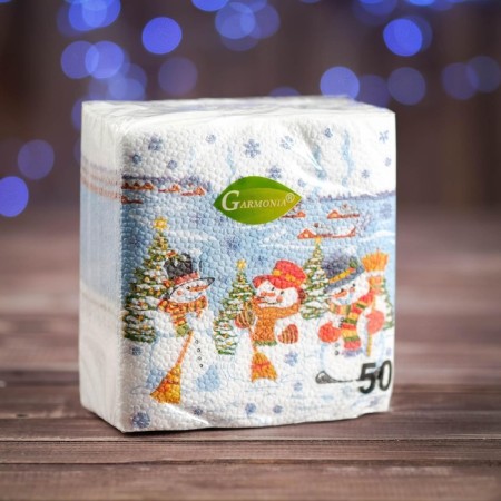 New Year's napkins paper "Harmony of color multicolor. Snowmen", 24*24 cm, 50 sheets-3
