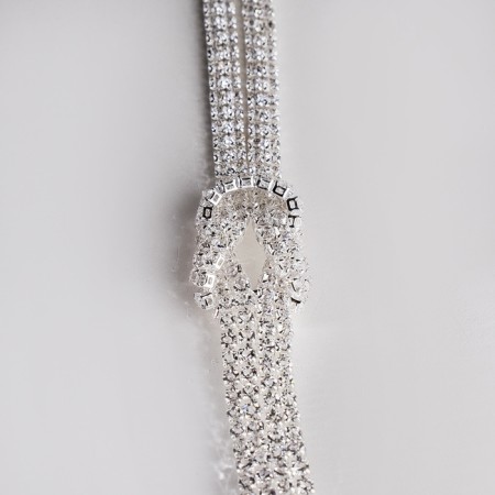 Set 2 objects: earrings, pendant "Elegance" burn, white color in silver, 42 cm-2