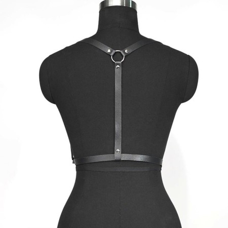 BDSM Podsm Oki, female, female, on the chest, adjustable belts, PU, ​​black-7