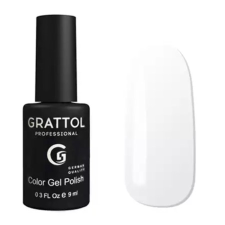 Grattol Color Gel Polish, No. 001 White, 9 ml