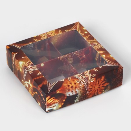 New Year. Box for 4 sweets "New Year's star", 12.6 x 12.6 x 3.8, confectionery packaging-3