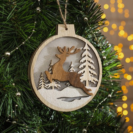 Christmas tree toy "Running Deer", from batteries, glow warm white-1