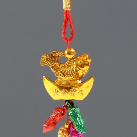 Plastic suspension, textiles "Golden fish on an ingot of iambic with peanuts" 25 cm-1