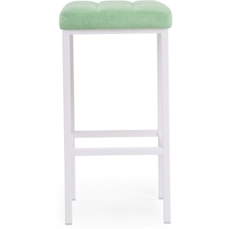 Stool Bar loft Metal/velor, white/green 35x35x65 cm-1