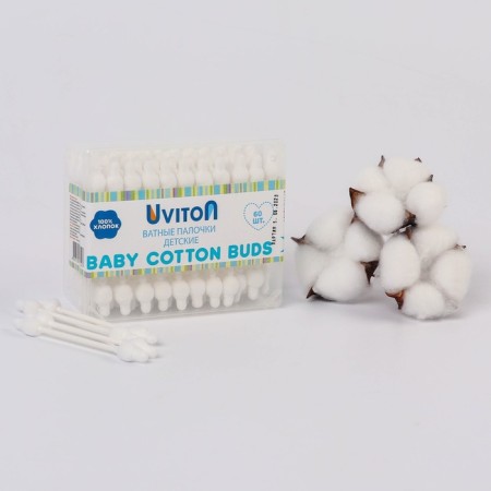 Cotton sticks with a limiter, 60 pcs. packaged