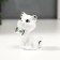 Souvenir ceramics "White kitten with a butterfly" with gold, rhinestones 7.5 cm