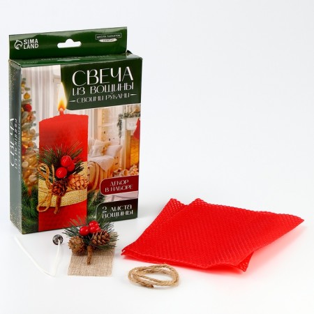 Set for creating a candle from wax with decor "spruce branch"-1
