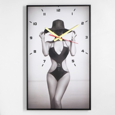 Carty clock is wall, series: people, "Girl in a hat", 57 x 35 x 4 cm