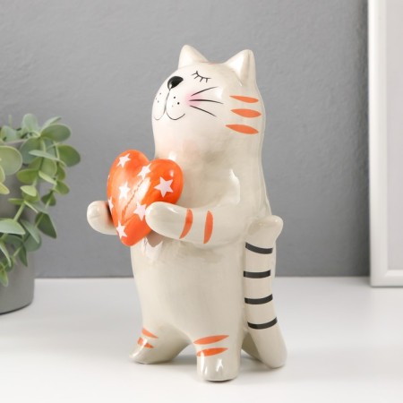 Souvenir Ceramics "Ginger Cat with a heart in the asterisk" 12.2x11.2x20 cm-1